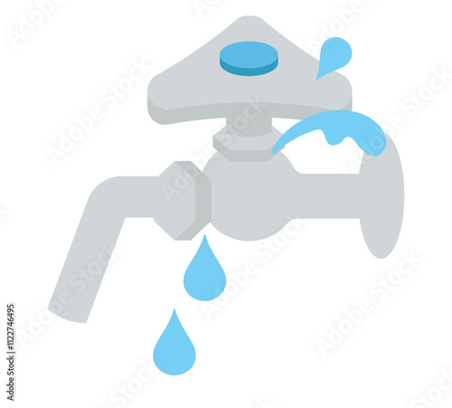 水道の蛇口から水漏れがしているイメージのイラスト