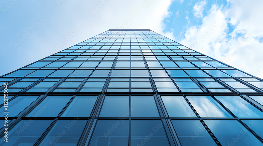 Sleek High-Rise Office Tower with Large Glass Panels for Corporate Innovation Sleek High-Rise Office Tower with Large Glass Panels for Corporate Innovation