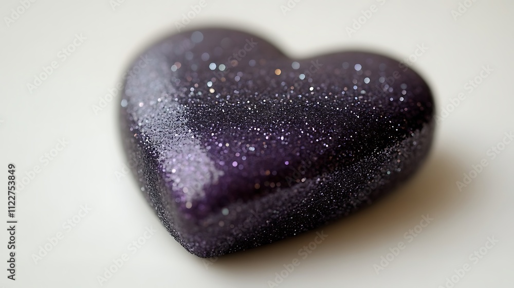 Fototapeta premium Glittering Dark Purple Heart Shaped Object