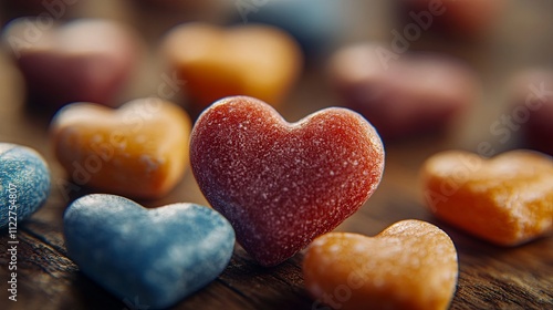 Close up of candy hearts photo