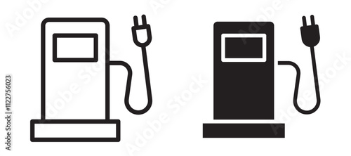 Charging station liner icon vector set.