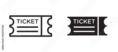 Ticket stub liner icon vector set.