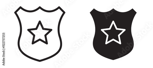 Police badge liner icon vector set.