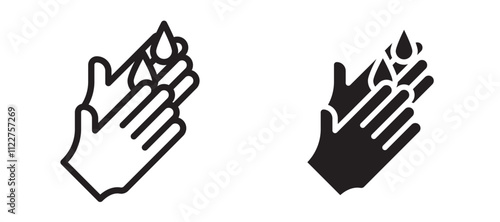 Wash hands liner icon vector set.