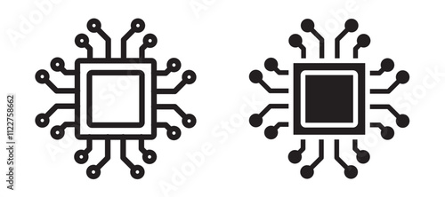 AI chip liner icon vector set.