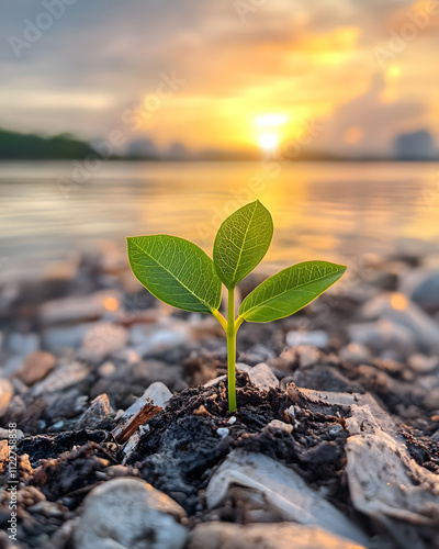 Various recycling and waste disposal activities and green space, loving the world, a green world for a friendly environment photo