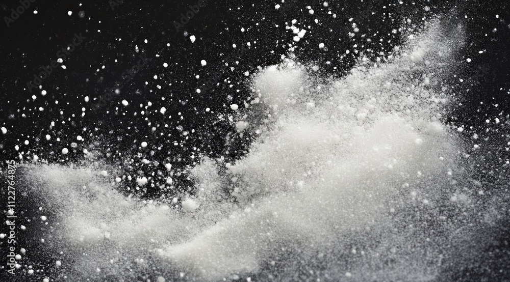 Dramatic Flour Explosion on Black Background: A Stunning Abstract Food Photography Dramatic Flour Explosion on Black Background: A Stunning Abstract Food Photography