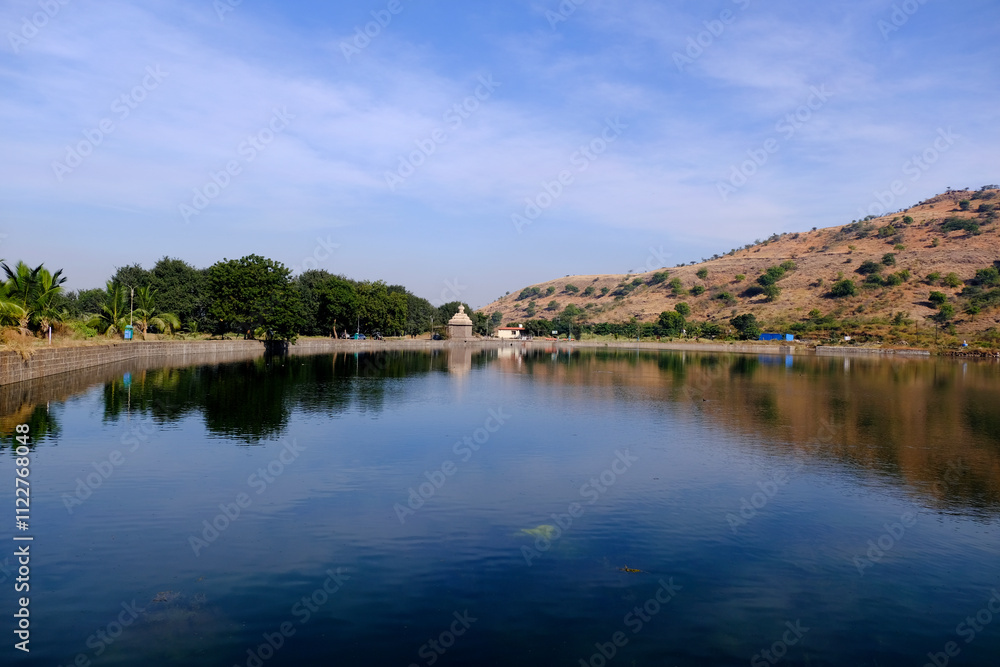 Fototapeta premium 8 December 2024, Pune, Maharashtra, India, historical Mastani Lake, also known as Mastani Talab, is situated near Wadki village, It was built around 1720 during the reign of Bajirao Peshwa.