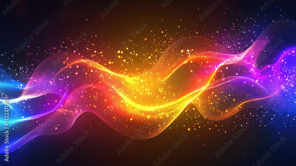 Fototapeta premium Technology communication concept with vibrant colors and glowing patterns, ideal for branding.