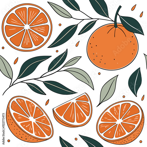 Vibrant Orange Fruit Pattern