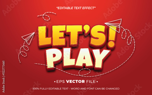 Let's Play 3d text effect editable vector