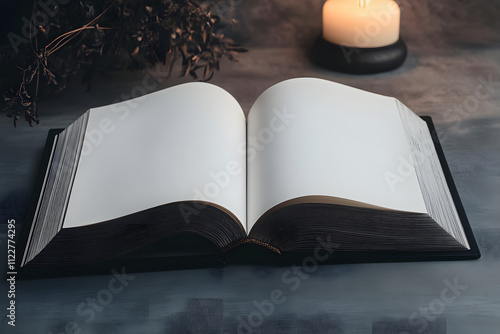 Open Book with Blank White Pages on a White Background photo