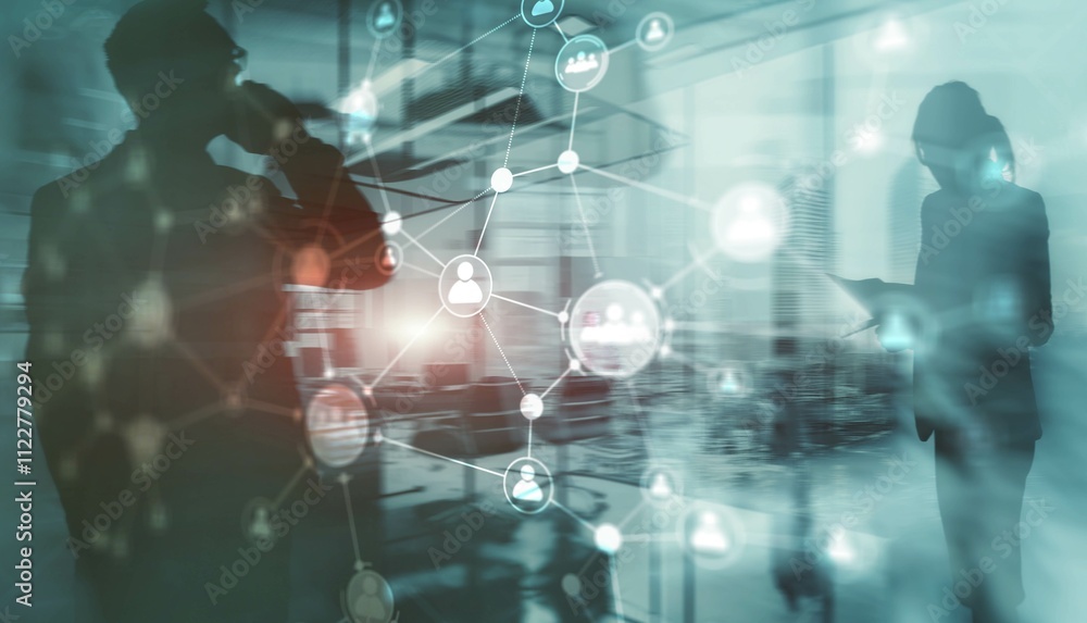 Fototapeta premium People network connection. Network work connections concept