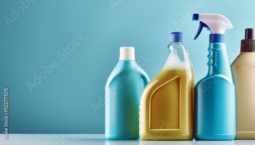 Productos de limpieza con un fondo de cólor sólido