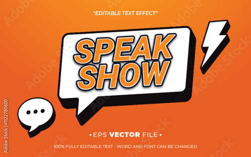 Speak Show 3d text effect editable vector