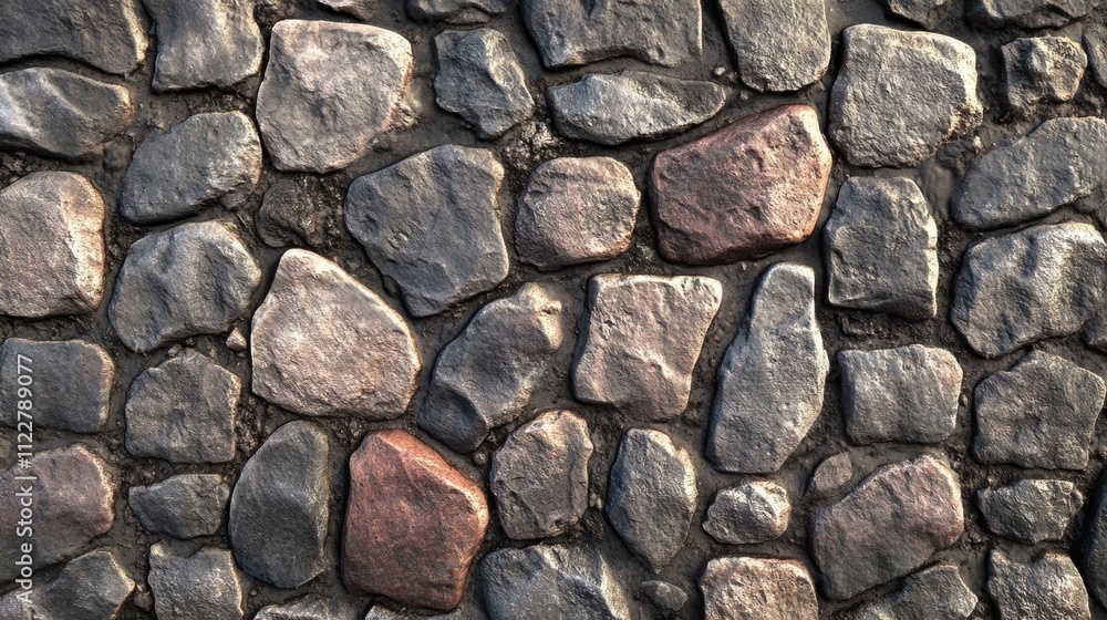 Fototapeta premium Cobblestone Pathway Texture: A Seamless Pattern of Irregular Stones