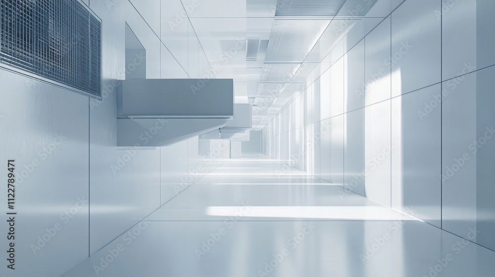 Fototapeta premium A 3D architectural design featuring a ventilation and HVAC system layout, showcasing air flow efficiency