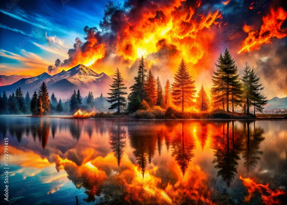 Captivating Double Exposure Photography of Flames Merging with Nature's Landscape for a Striking Visual Contrast Captivating Double Exposure Photography of Flames Merging with Nature's Landscape for a Striking Visual Contrast