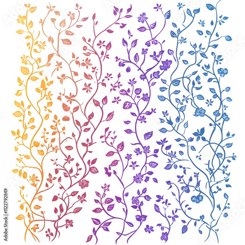 Creative 2D Doodle Floral Illustrations Text Space for Versatile Designs, Greeting Cards, Invitations