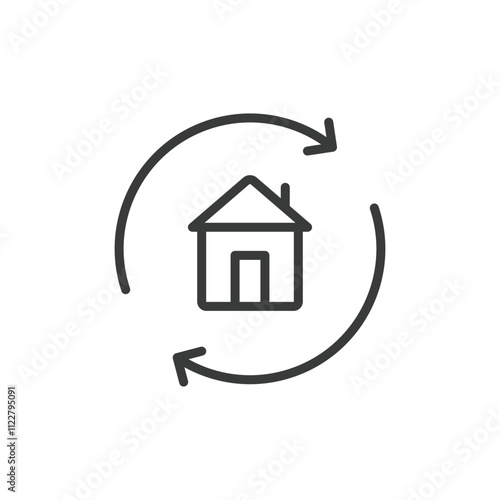 Housing renovation, icon in line design. Renovation, housing, construction, repair, remodeling, interior, exterior on white background vector. Housing renovation editable stroke icon