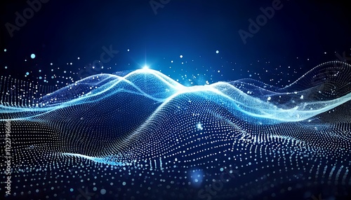 Mesmerizing Digital Wave of Glowing and Sparkling Particles