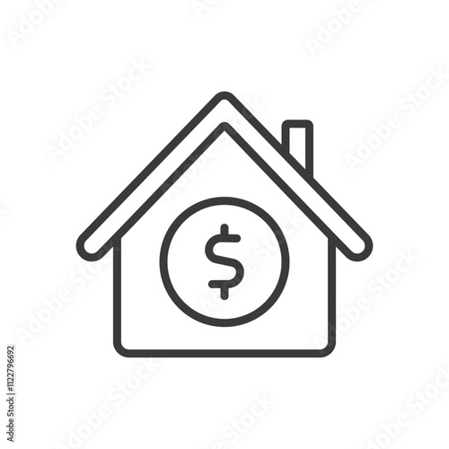 Housing prices, icon in line design. Housing, prices, market, real, estate, cost, investment on white background vector. Housing prices editable stroke icon