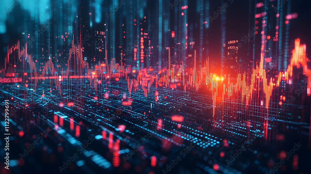 Obraz premium Abstract Digital Data Visualization Red And Blue Hues