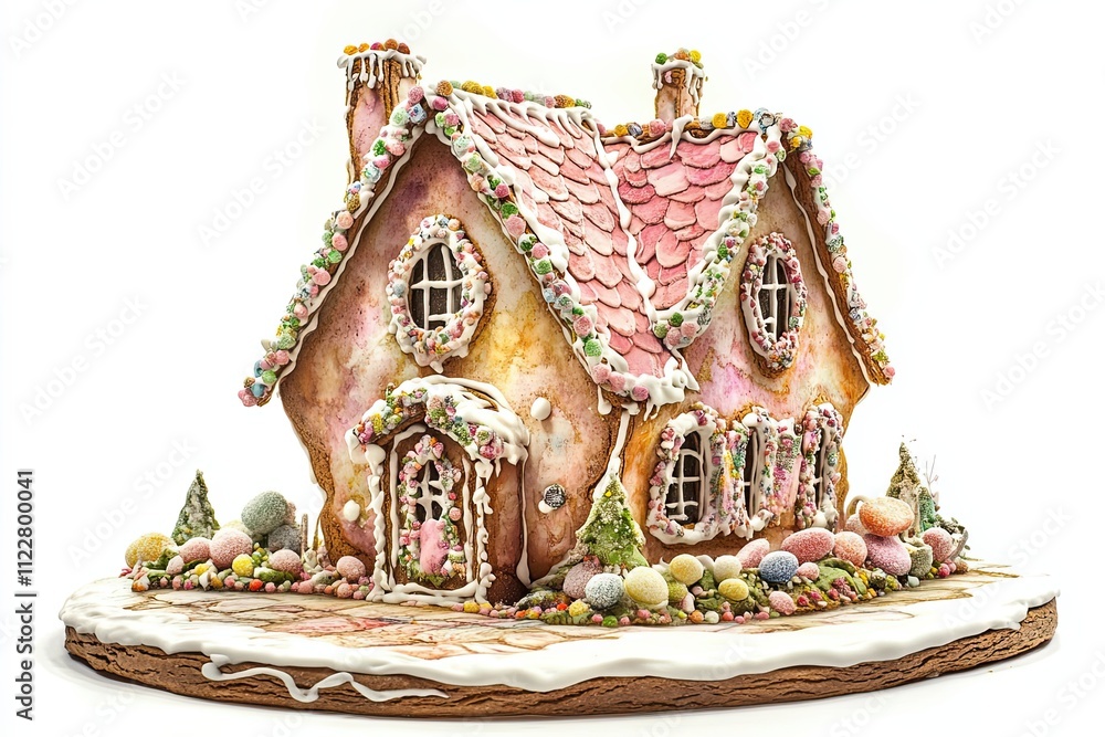 Fototapeta premium Exquisitely Decorated Gingerbread House Winter Scene