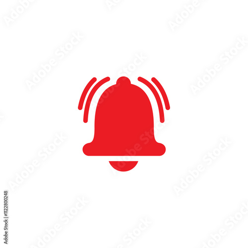 Bell ring icon with red motion lines for notification or alert