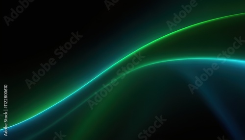 Bright blue and green neon waves futuristic wallpaper. Bright neon green and blue light arcs darting over a dark background, creating a lively and futuristic visual effect 336
