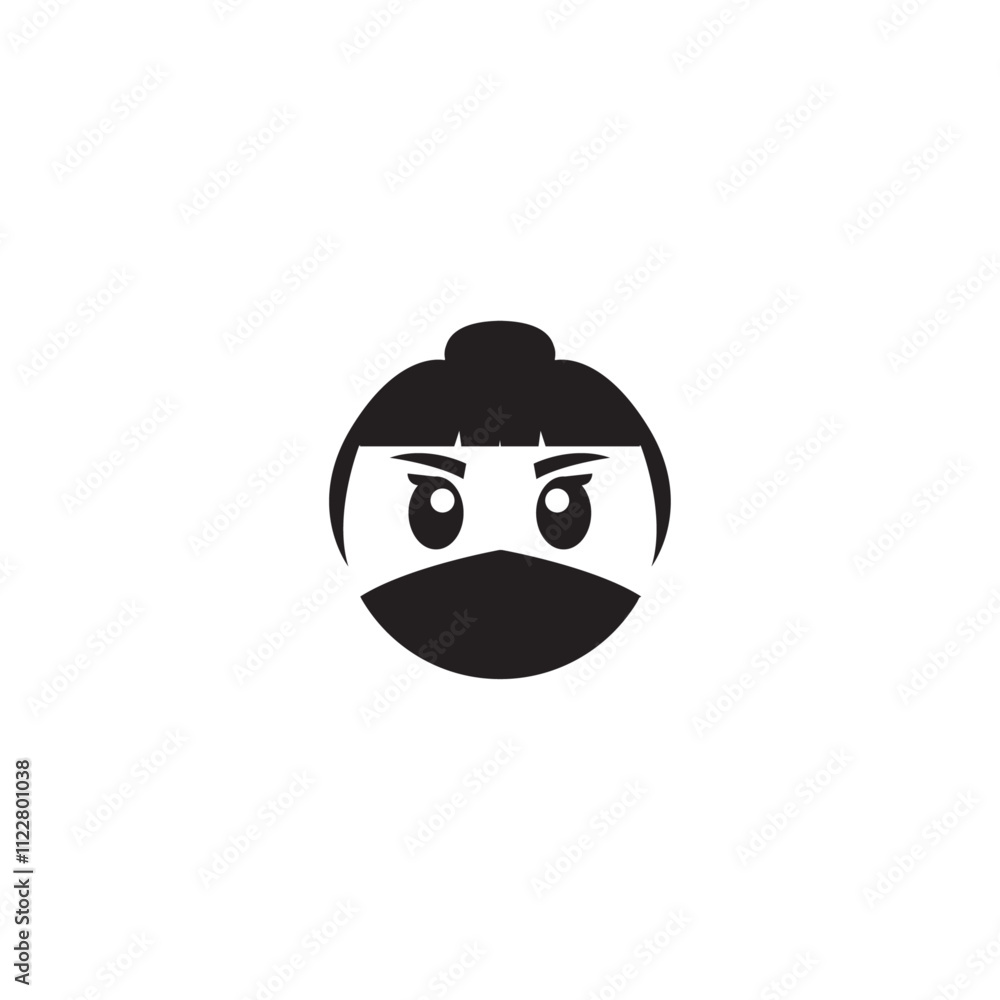 Fototapeta premium Ninja icon with girl face for stealth or warrior representation