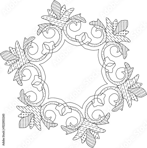 sketch vector illustration silhouette design ornament decoration mandala rosette classic vintage floral natural 