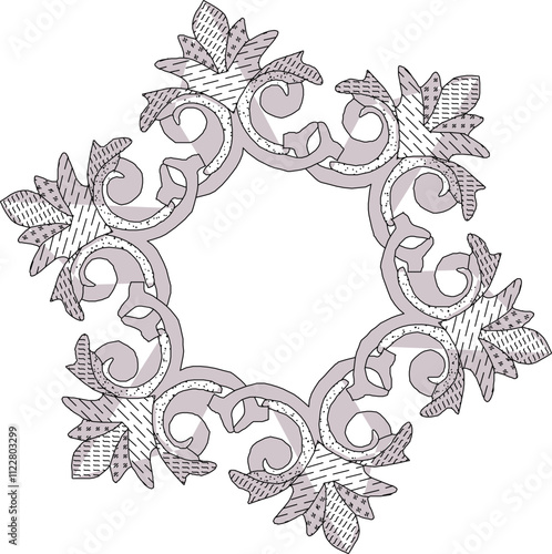 sketch vector illustration silhouette design ornament decoration mandala rosette classic vintage floral natural 