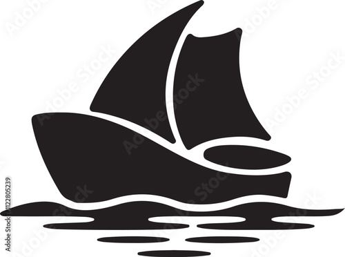 silhouette of a ship, boat icon silhouette vector style with white background 