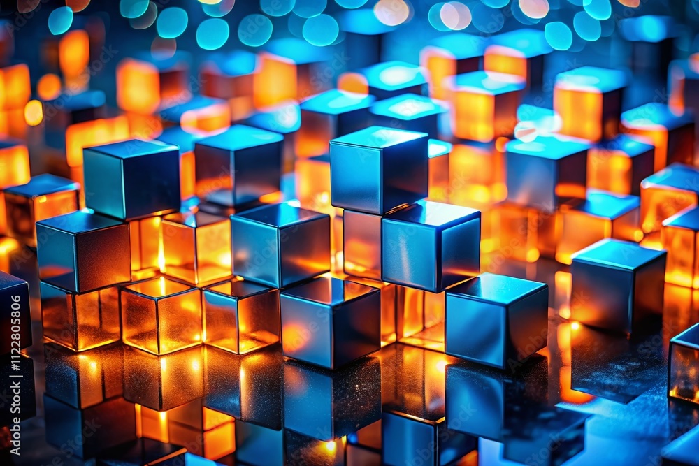 Captivating Low Light Photography of Blue and Orange Cubes Creating a Stunning Abstract Background for Modern Design Projects and Digital Art Inspirations Captivating Low Light Photography of Blue and Orange Cubes Creating a Stunning Abstract Background for Modern Design Projects and Digital Art Inspirations
