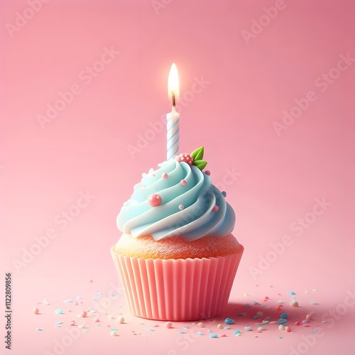 Birthday Cupcake With One Candle