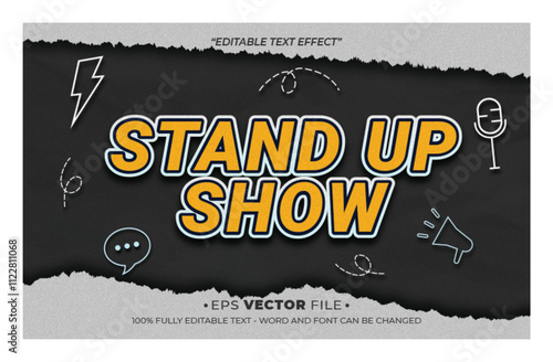 Stand Up Show 3d text effect editable effect