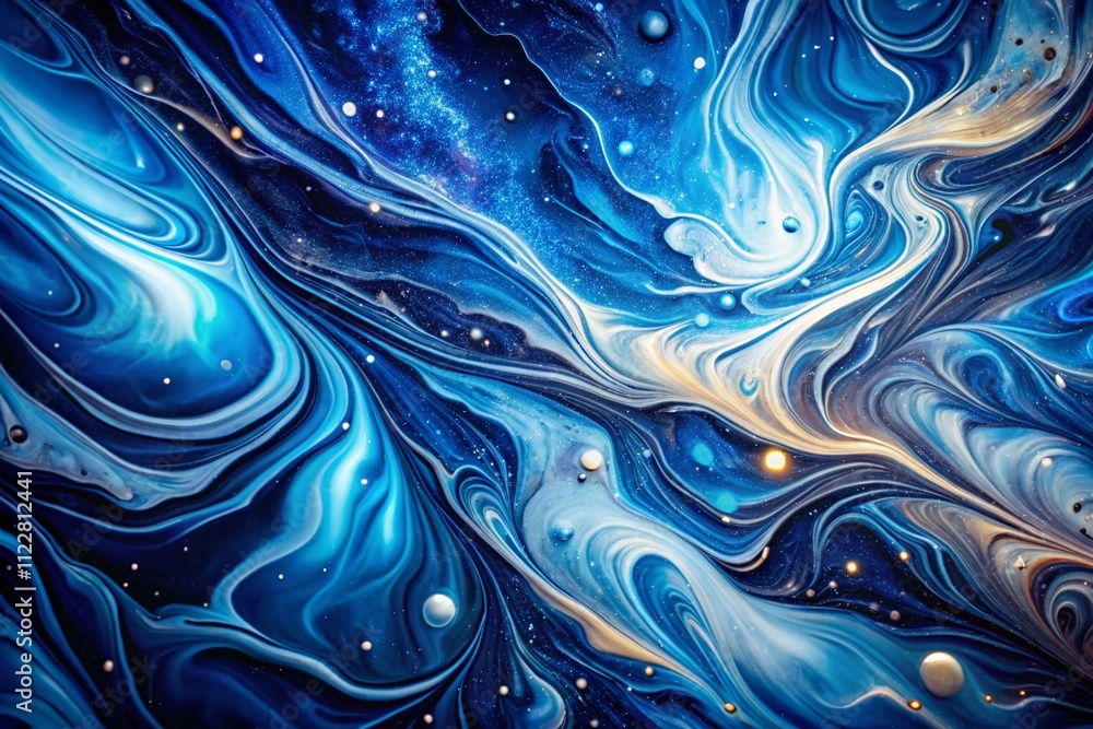 Fototapeta premium Captivating Night Photography of Marbled Blue and White Abstract Background Featuring Liquid Marble Patterns in a Dreamy, Ethereal Aesthetic for Creative Projects