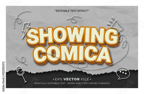 Showing Comica 3d text effect editable effect