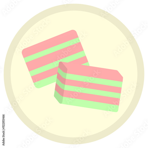 Kuih Lapis Flat Icon Vector Illustration 