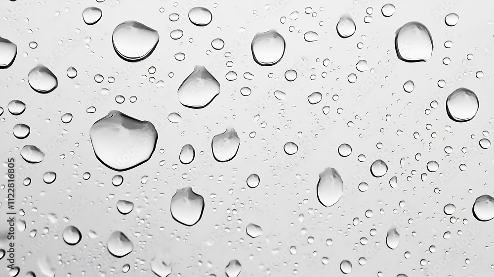 Monochrome Closeup of Water Droplets on Glass for Minimalist Design : Generative AI