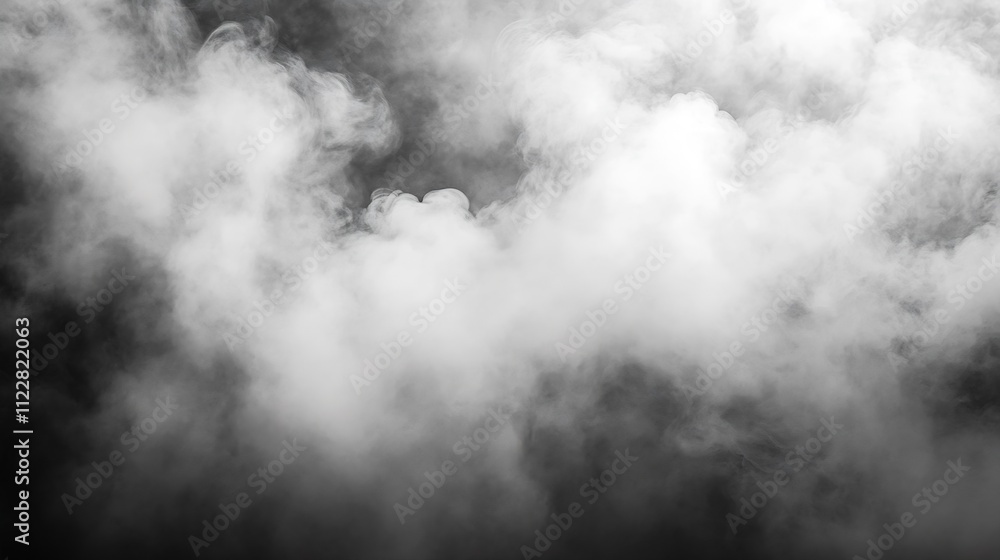 Fototapeta premium Monochrome White Smoke Vapor Texture on Dark Background : Generative AI
