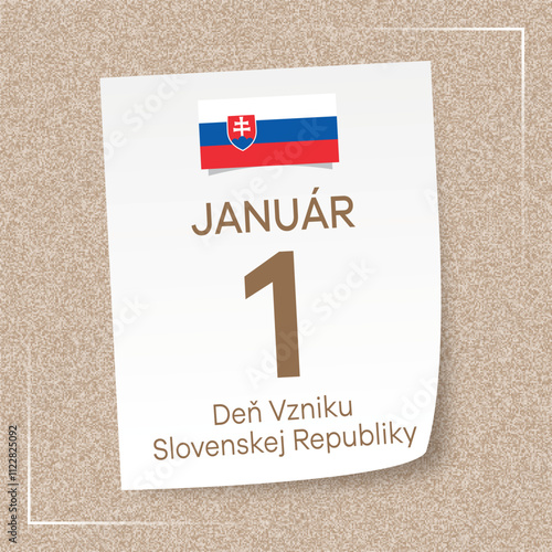 Slovakia 1 January Slovakia Republic Day. In Slovak: Slovensko 1 Januar Den Vzniku Slovenskej Republiky