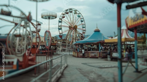 Wallpaper Mural Vibrant amusement park with a towering Ferris wheel, colorful rides, and lively atmosphere, promising excitement and nostalgia. Torontodigital.ca