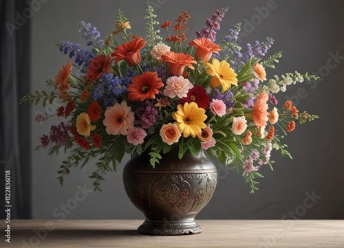 Wallpaper Mural A beautiful still life of a bouquet of flowers in a decorative vase, beautiful bouquet, fresh flowers, floral arrangement Torontodigital.ca