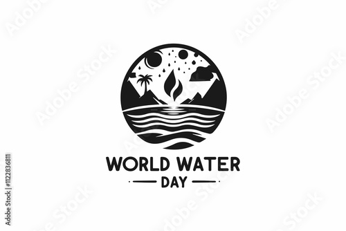 world water day with hand hold faucet or water tap with a drop photo