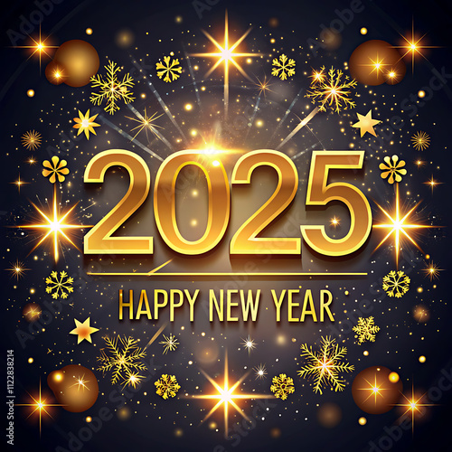 Happy New Year 2025. Festive background for your design.2025 colorful Happy New Year card.Simple Happynew year banner photo