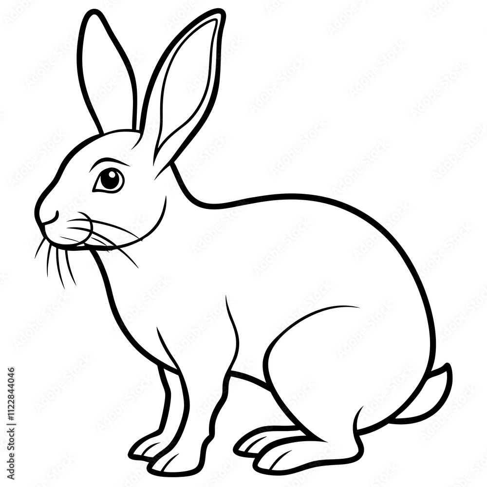 Obraz premium rabbit outline silhouette vector illustration art isolated white background