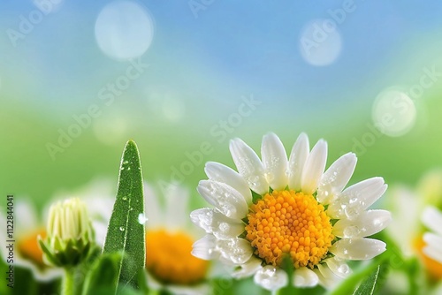 daisywheel much with green leaf on background sky