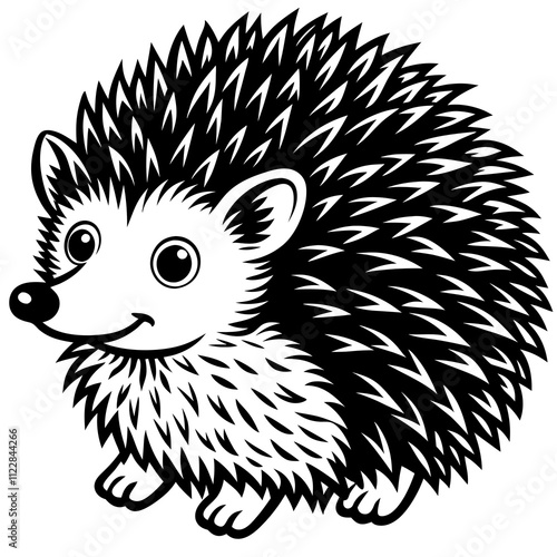 Hedgehog silhouette vector illustration design art isolated white backgrund,Porcupine  silhouette vector, Hedgehog icon photo